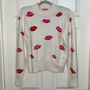 Kate Spade Lips Mockneck Puff Sleeve Sweater NWT M